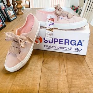 Superga pink suede 8.5 wide lace
